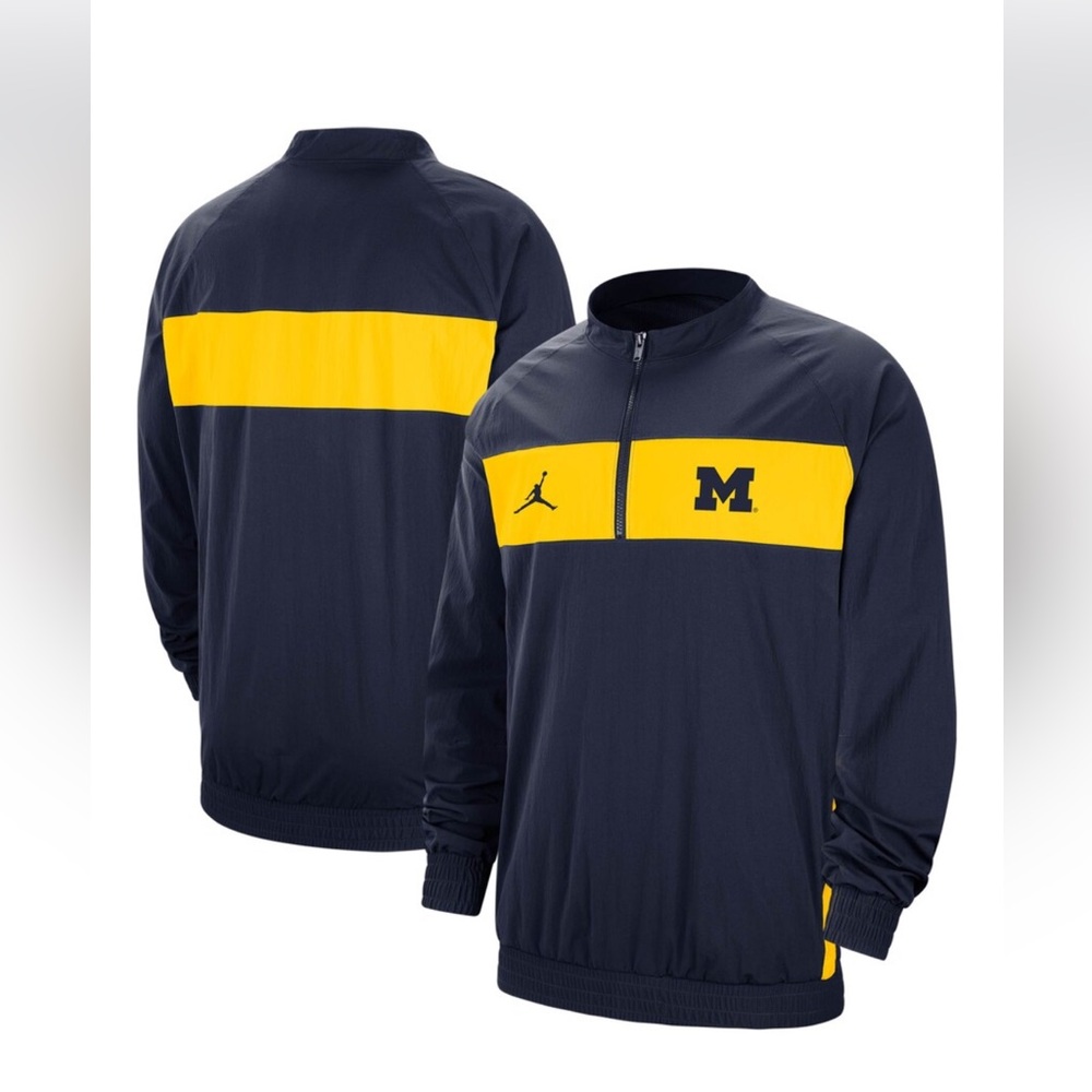 Nike Air Jordan Michigan Wolverines Quarter Zip Jacket Navy Yellow Size Large